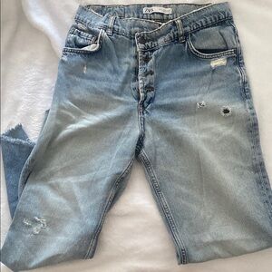 ZARA // Distressed Asymmetrical Waist Denim